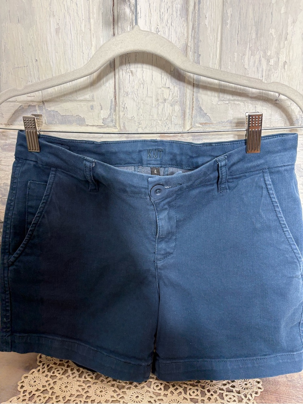 Kut from the Kloth Dark Blue Cotton Chino Shorts